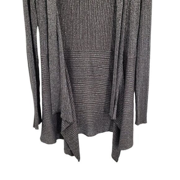 Belldini Cardigan Sweater Brown Sparkle Open Waterfall Long Sleeve Duster M - Picture 6 of 11
